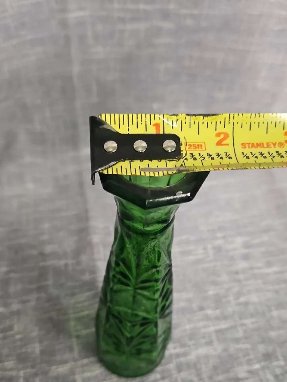 Tall Green Pressed Glass Bud Vase